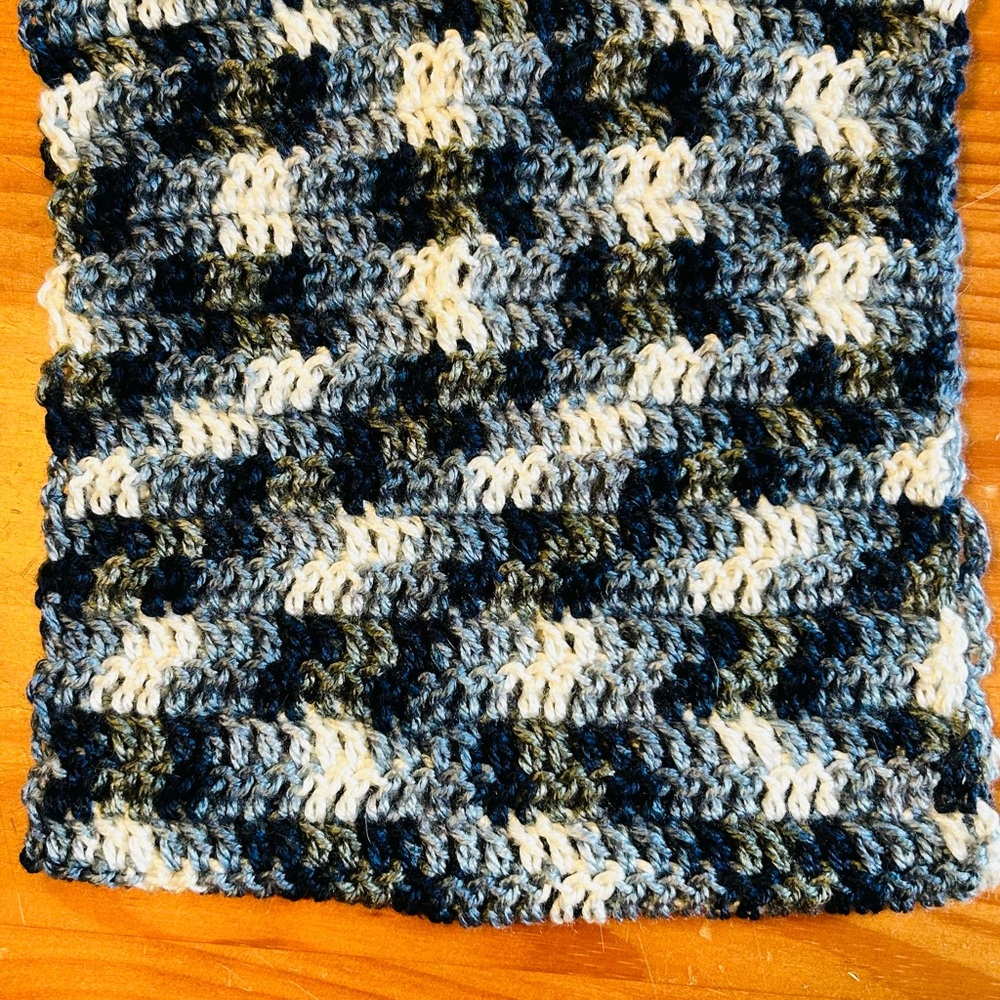 Handmade Black and White Crochet Scarf